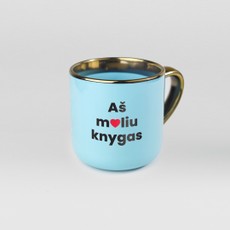 Riboto leidimo Knygos.lt puodelis AŠ MYLIU KNYGAS (mėlynas), 400 ml