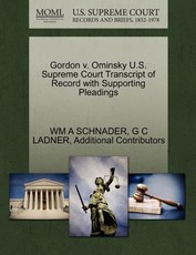 Gordon V. Ominsky U.S. Supreme Court Transcript of Record with Supporting Pleadings