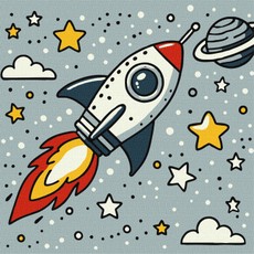 Tapyba pagal skaičius: KOSMINĖ RAKETA art_selena_ua 25x25
