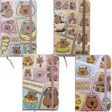 Užrašų knygelė kietais viršeliais „Capybara“, A6, linijomis, su gumele