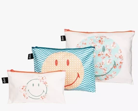 LOQI užsegamų krepšelių rinkinys smulkiems daiktams „Tyvek Blossom“