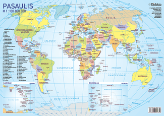Pasaulio politinis žemėlapis (A4)