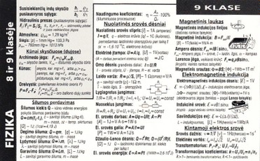 Fizikos formulių rinkinys 8–9 klasėms