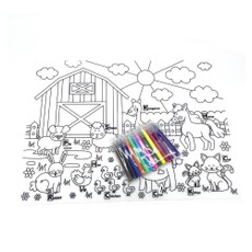Daugkartinis spalvinimo kilimėlis „Ūkis“ su flomasteriais