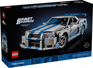 Technic konstruktoriai 42210 Nissan Skyline GT-R (R34) automobilis iš filmo "Greiti ir įsiutę"