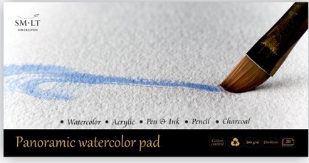 Akvarelės sąsiuvinis 20x40cm 20l 260gsm