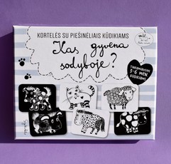 Kortelės su piešinėliais kūdikiams „Kas gyvena sodyboje?“