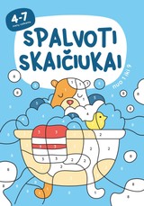 Spalvoti skaičiukai nuo 1 iki 9. Spalvinimo knygelė