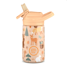 Vaikiška nerūdijančio plieno gertuvė su atlenkiamu šiaudeliu Cool Bottles „Woodland Buddies“, 350 ml
