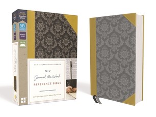NIV, Journal the Word Reference Bible, Imitation Leather, Gold/Gray, Red Letter Edition