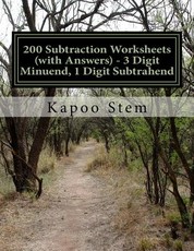 200 Subtraction Worksheets (with Answers) - 3 Digit Minuend, 1 Digit Subtrahend
