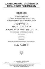Congressional Budget Office report on federal subsidies for housing GSEs