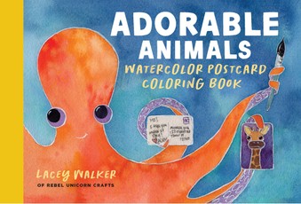 Adorable Animals Watercolor Postcard Coloring Book