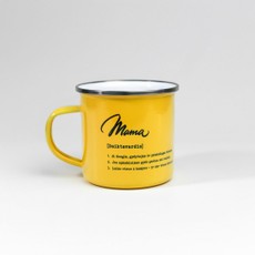 Metalinis puodelis su stilingu užrašu „Mama“, geltonas, 300 ml