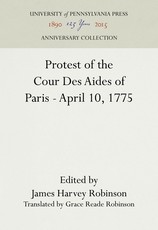 Protest of the Cour Des Aides of Paris--April 10, 1775
