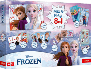 TREFL FROZEN 8in1 Mix&play stalo žaidimų rinkinys TREFL FROZEN 8in1 Mix&play stalo žaidimų rinkinys