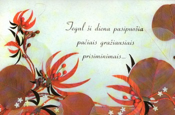 Dvigubas atvirukas su tekstu