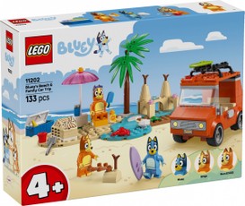 Bricks Bluey 11202 – Bluey: paplūdimys ir šeimos kelionė automobiliu