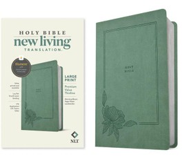 NLT Large Print Premium Value Thinline Bible, Filament Enabled (Leatherlike, Morning Bloom Sage Green)