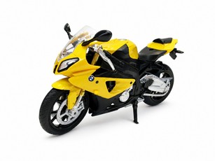 Modelinis motociklas MSZ BMW S1000 RR 1:12, geltonas