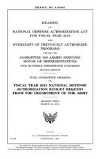 Hearing on National Defense Authorization Act for Fiscal Year 2015 and oversight of previously authorized programs before the Committee on Armed Services, House of Representatives, One Hundred Thirteenth Congress, second session
