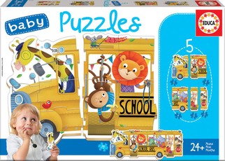 5 dėlionės (puzzle) ANIMAL BUS 2-4 metų