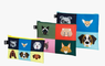 LOQI užsegamų krepšelių rinkinys „STEPHEN CHEETHAM Dogs and Cats Recycled Zip Pockets“