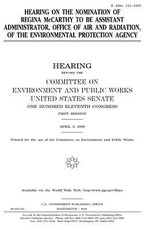 Hearing on the nomination of Regina McCarthy to be Assistant Administrator, Office of Air and Radiation, of the Environmental Protection Agency