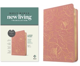 NLT Large Print Thinline Center-Column Reference Bible, Filament Enabled (Leatherlike, Pink Gold Floral, Red Letter)