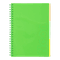 Sąsiuvinis su spirale, plastikiniu viršeliu NEON A4 120lap., lang., šv.žalias