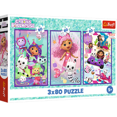 TREFL GABBY´S DOLLHOUSE Dėlionių rinkinys, 3 x 80 det.