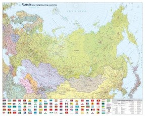 Rusija ir kaimyninės šalys. Sieninis administracinis žemėlapis. M 1:8 000 000