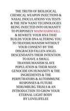 The truth of Biological Chemical weapon Injections