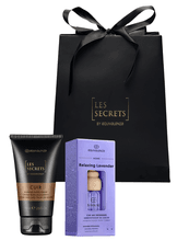Dovanų rinkinys EQUIVALENZA automobilio gaiviklis „Relaxing Lavender“ + rankų kremas Les Secrets „Cuir“