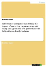 Performance comparison and study the impact of marketing expenses, wages & salary and age on the firm performance in Indian Cotton Textile Industry