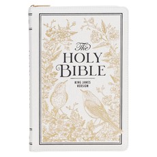 KJV Bible Thinline LP White and Gold W/Zipper