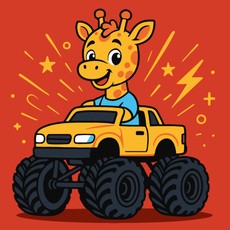Tapyba pagal skaičius: ŽIRAFA ANT AUTOMOBILIO 25x25