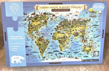 Interaktyvi medinė dėlionė „Žemės gyvūnų ir augalų pasaulis“, 100 detalių Interaktyvi medinė dėlionė „Žemės gyvūnų ir augalų pasaulis“, 100 detalių