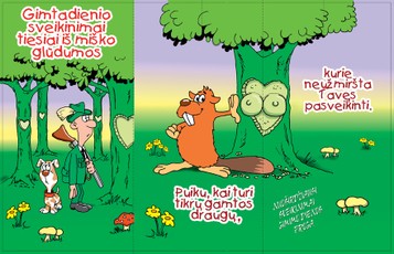 Linksmas trigubas atvirukas su voku