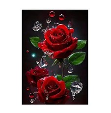 Deimantinė mozaika - Rožinės gėlės