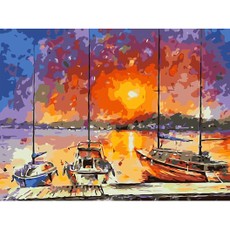 Tapyba pagal skaičius „Jūra“, su akriliniais dažais, 40x50 cm