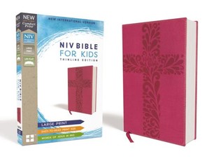 Niv, Bible for Kids, Large Print, Leathersoft, Pink, Red Letter, Comfort Print