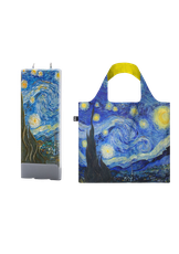 Dovanų rinkinys Žvakė FLATYZ „Vincent van Gogh – The Starry Night“, 15 cm + LOQI pirkinių krepšys „Vincent van Gogh: The Starry Night Neon Yellow“