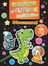 Spalvink ir klijuok pagal skaičius. Dinozaurai