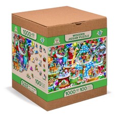 Medinė dėlionė „Kalėdinės gniūžtės“, 1010 dalių Medinė dėlionė „Kalėdinės gniūžtės“, 1010 dalių