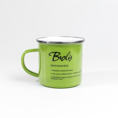 Metalinis puodelis su stilingu užrašu „Brolis“, žalias, 300 ml