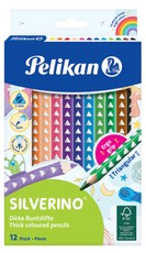 Pieštukai spalvoti stori trikampiai 12sp SILVERINO