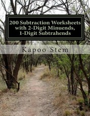 200 Subtraction Worksheets with 2-Digit Minuends, 1-Digit Subtrahends