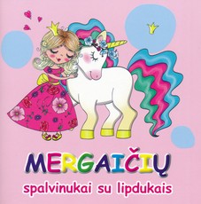 Mergaičių spalvinukai su lipdukais