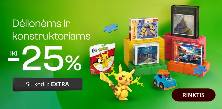 Dėlionėms ir konstruktoriams - extra nuolaidos iki -25%